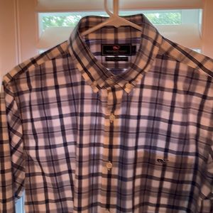Slim fit tucker shirt in dusty blue/white size large